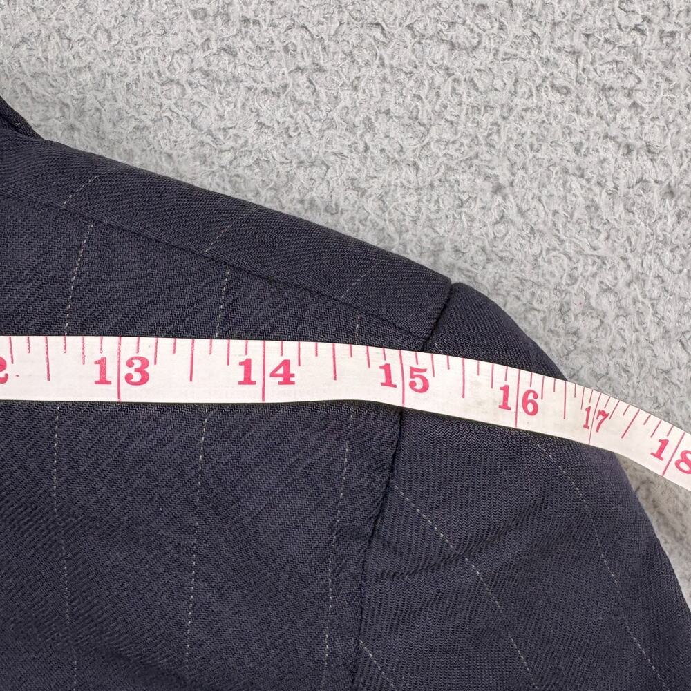VTG Giorgio Armani Blazer Womens XS Blue Pinstripe Wool Italy Mainline READ - Picture 11 of 16